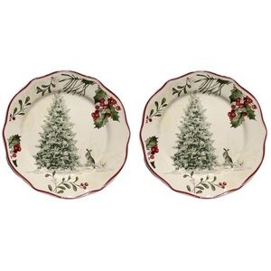 Better Homes & Garden 2 Heritage Winter Tree  Salad Dessert Plates